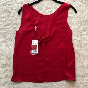 Mango chiffon red tank top XS